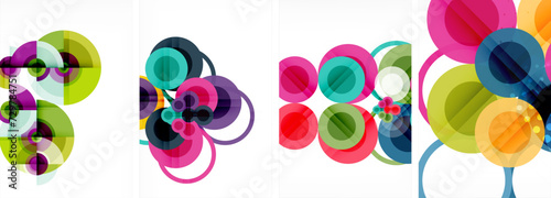 Set of circles geometric abstract posters. Abstract backgrounds for wallpaper, business card, cover, poster, banner, brochure, header, website © antishock