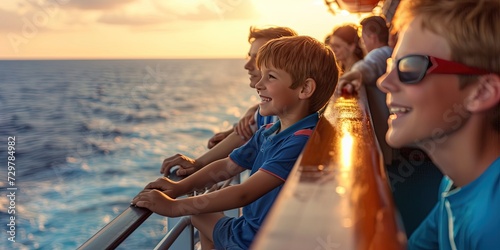 Family traveling on cruise ship