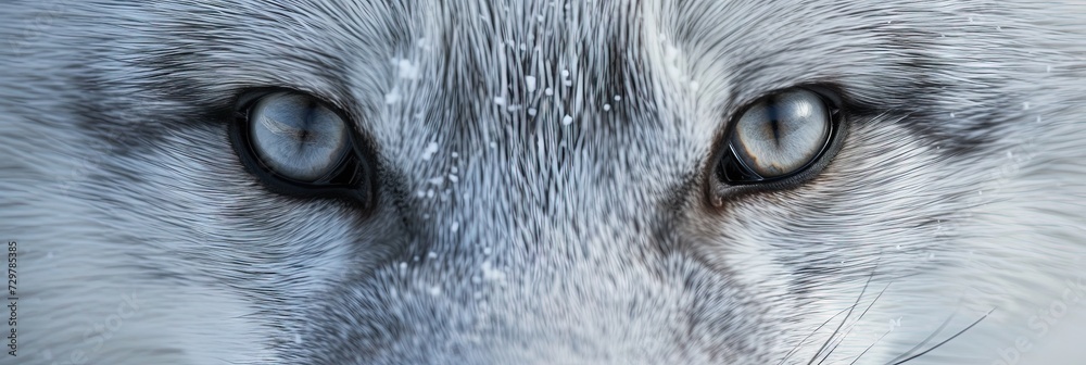 Closeup of arctic fox eyes. Animal photograph made with generative AI