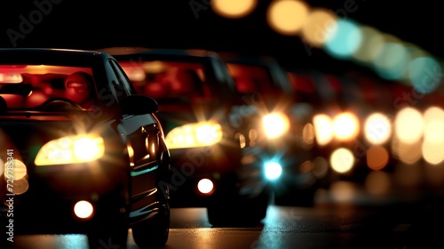 Vivid Traffic Bokeh on Urban Road at Night