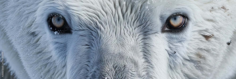 Closeup of polar bear eyes. Animal photograph made with generative AI