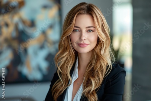 Corporate Business Photography of a Trailblazing Business Woman Revolutionizing Her Industry with a Blend of Innovation and Elegance, Generative AI