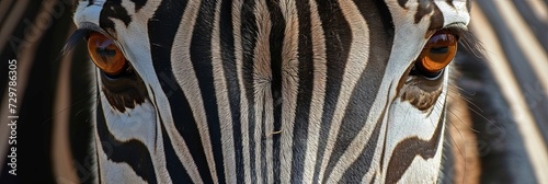 Closeup of  zebra eyes. Animal photograph made with generative AI