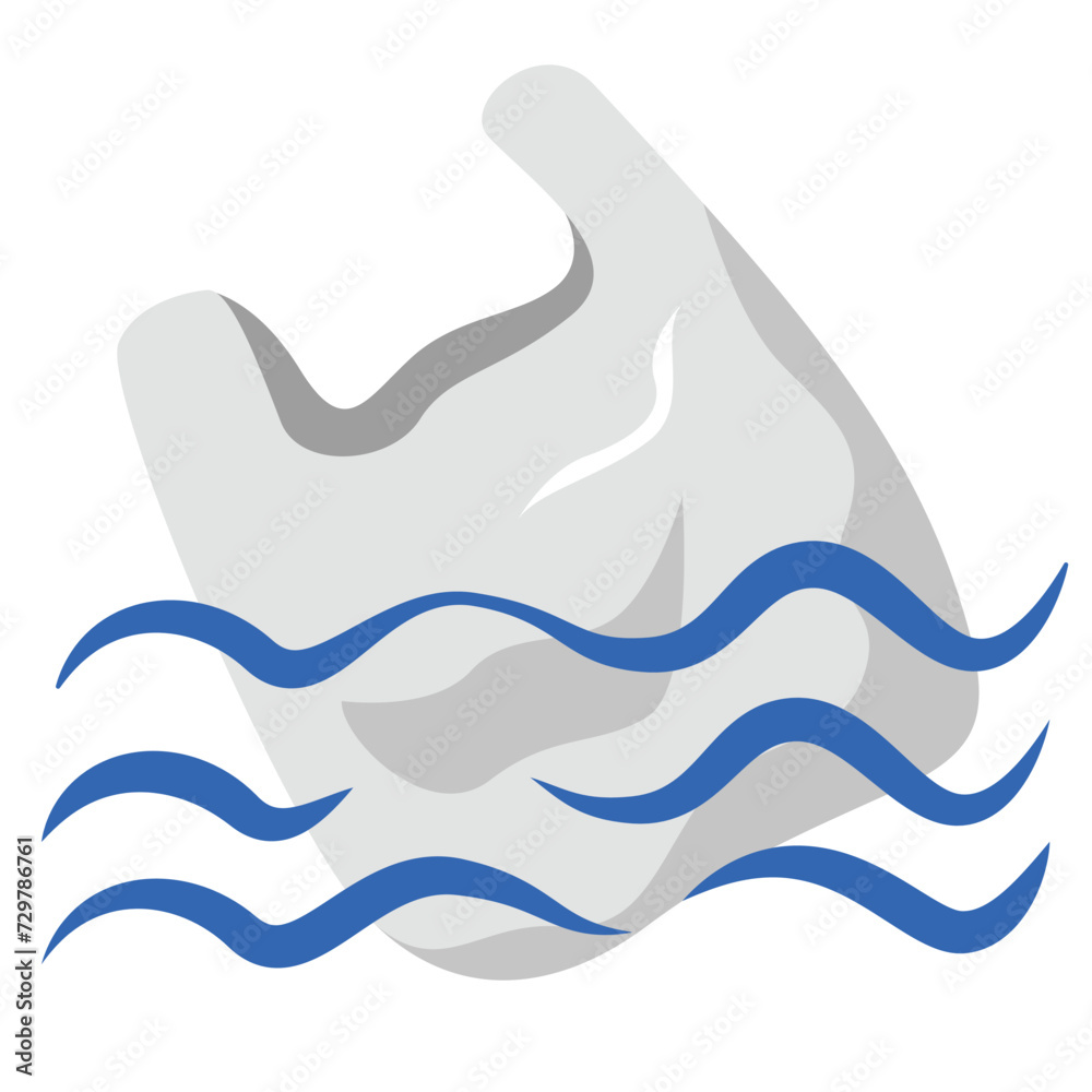 Sea or Ocean Plastic Bag Trash Icon Sea or Ocean Plastic Bag Trash Icon