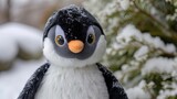 Penguin Stuffed animal in soft furry plush. Cute and adorable animal toy.
