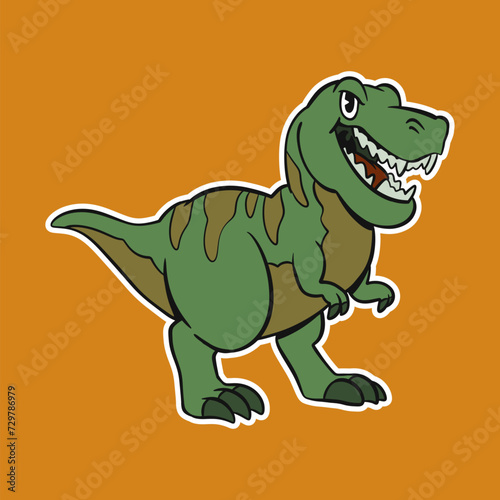 Isolated Dinosaur Standing Cartoon Illustration