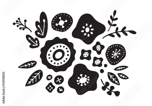 北欧風のモノクロの花のブーケ