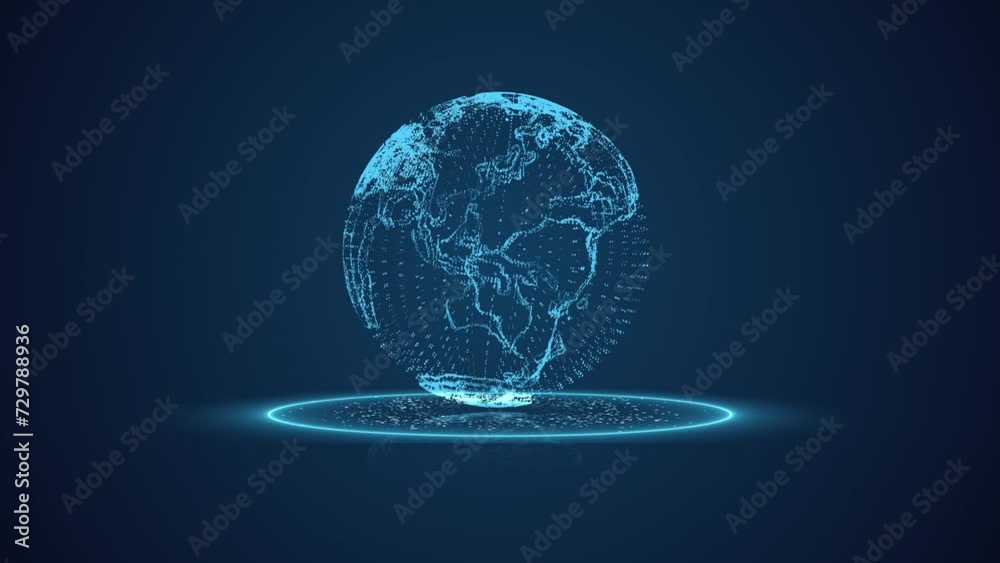 earth global rotation scanning screen motion effect animation for global analyzing concept design