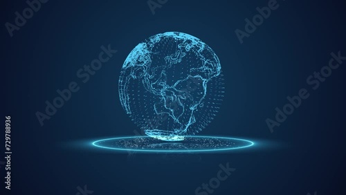 earth global rotation scanning screen motion effect animation for global analyzing concept design