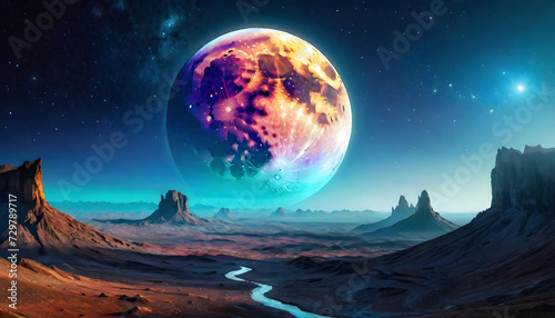 Lunar Landscape. Moon. Space. Celestial. Craters. Astronomical. Surface. Planetary. Alien. Space Exploration. Cosmic. Barren. Extraterrestrial. Lunar Terrain. Space Travel. AI Generated.