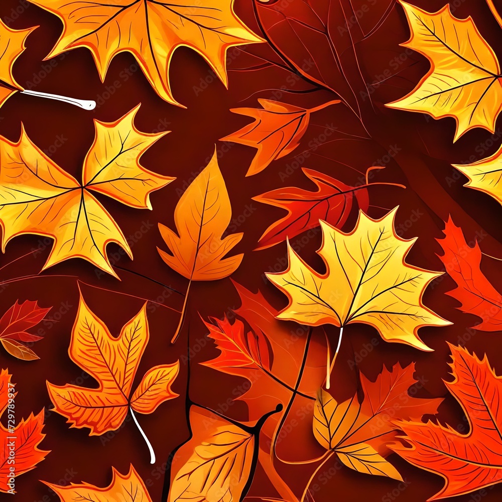 Fototapeta premium seamless pattern with autumn leaves