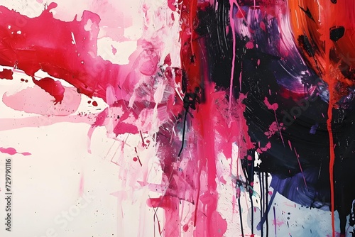 Abstract expressionist art, featuring dynamic splashes and drips, capturing emotion and movement for editorial use, conveying energy and spontaneity.
