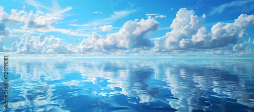 the ocean reflects blue clouds