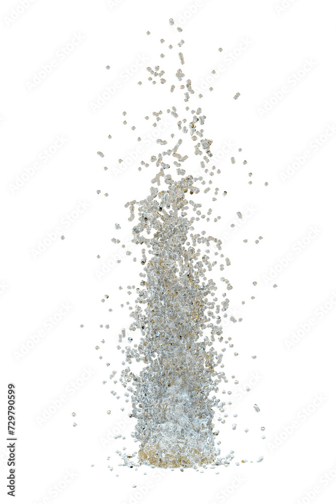 3d clear blue water scattered around, water splash transparent isolated. 3d render illustration. 3d clear blue water scattered around, water splash transparent isolated. 3d render illustration.
