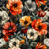 Seamless patterns watercolor painting of vintage resplendent floral. Designed for fabric and wallpaper. High-resolution.no.23