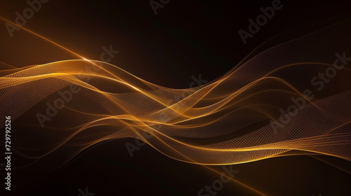 Ethereal Glow: Golden Wave Lights. Abstract Background. Generative AI