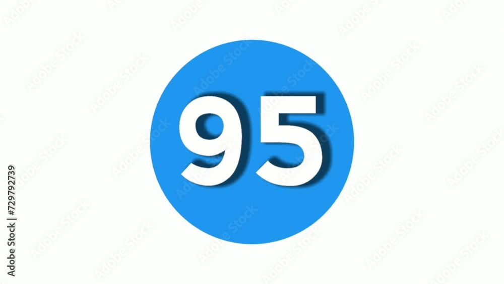 Number 95 sign symbol animation motion graphics icon on blue circle white background,cartoon video number for video elements Number 95 sign symbol animation motion graphics icon on blue circle white background,cartoon video number for video elements