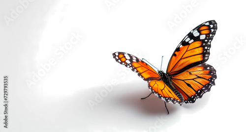 a butterfly with orange wings is sitting on a white background 