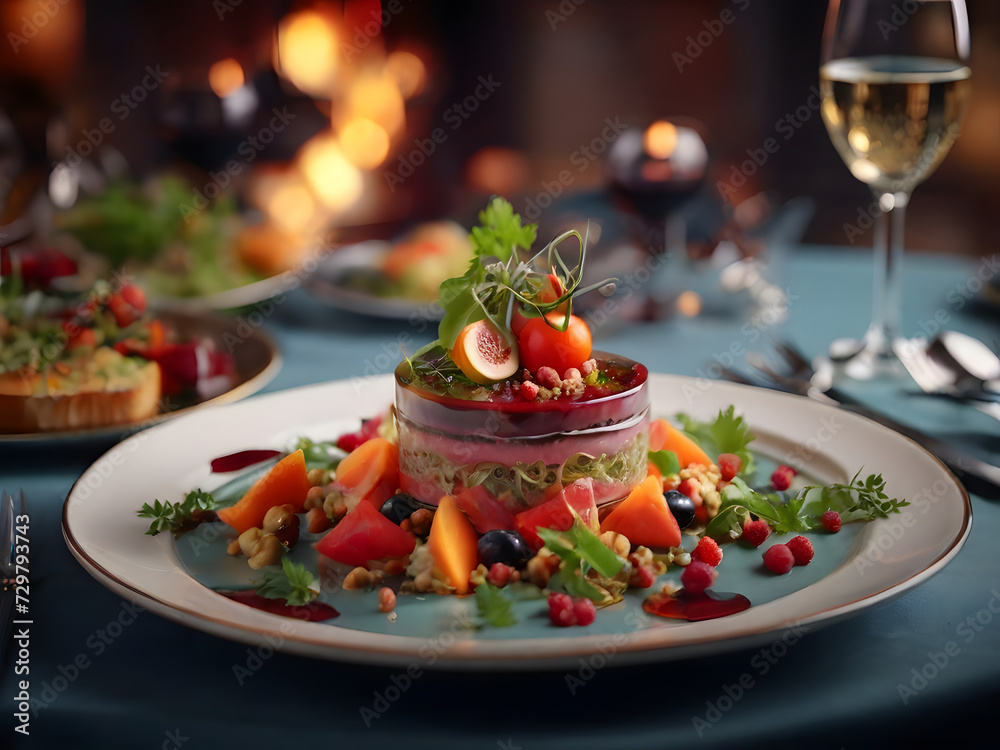 Illustration Gastronomic Fusion Delight Served Illustration Gastronomic Fusion Delight Served