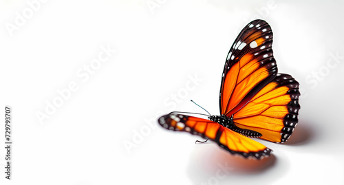 a butterfly with orange wings is sitting on a white background, © Asep