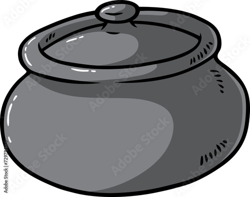 Vector Cartoon Hand Drawn Cooking Clay Pot