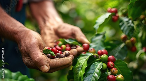 Close-up of coffee picker's hands