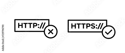 Https icon vector set. Http https protocol connection symbol