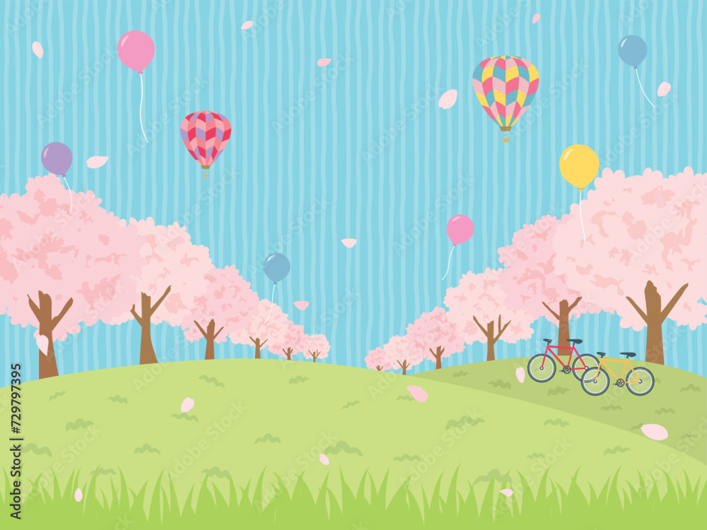 桜並木　春の風景