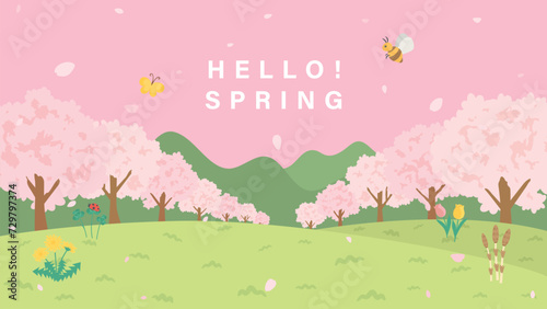 桜並木 春の風景（フルHD 16:9サイズ）