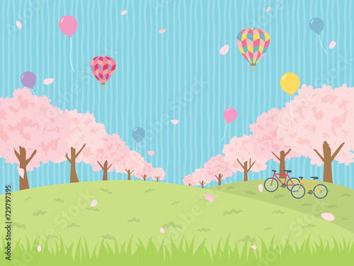 桜並木　春の風景