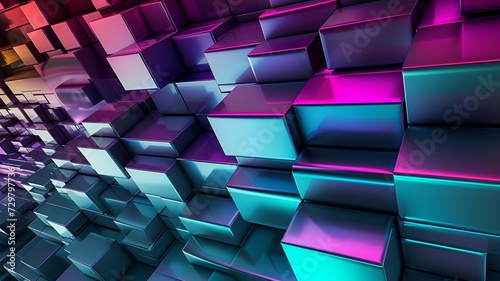 abstract background with pink with blue metallic cubes