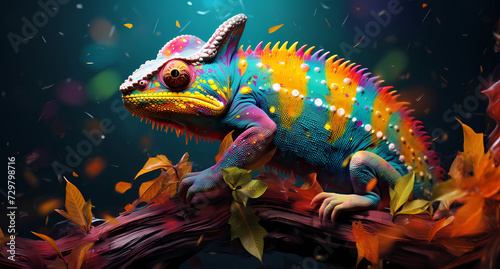 a colorful chameleon