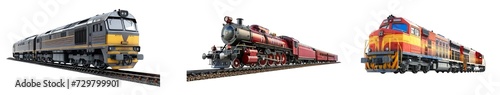 Collection of PNG. Train isolated on a transparent background.