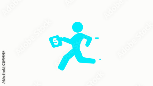 Business man icon  businessman character Running Pictogram businessman walking with briefcase in Dollar Businessman character illustration.