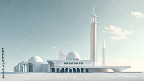 The mosque has a minimalist design with a magnificent Middle Eastern style