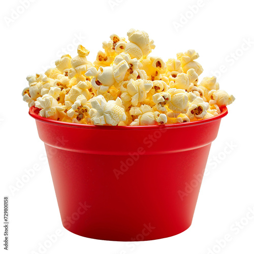 Butter popcorn, red container, transparent background, isolated image, generative AI