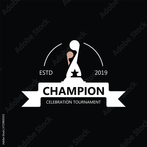 Trophy Logo winner, Sports Tournament Championship Cup Design. minimalist emblem sport, club shop simple icon design photo