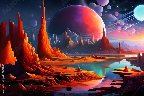 Alien planet landscape ai generation