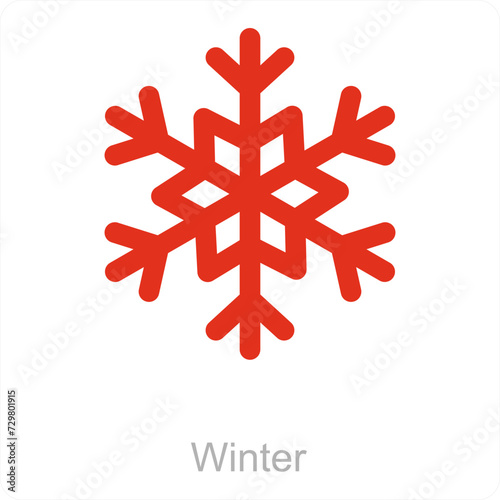 Winter and snowflake icon concept