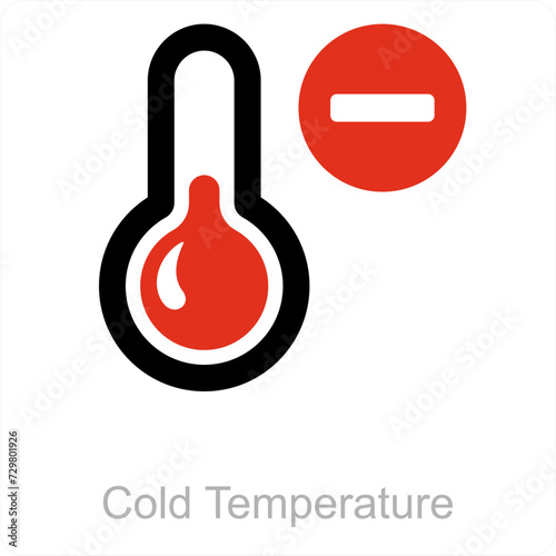 Cold Temperature and thermoter icon concept