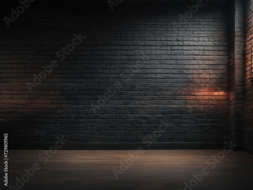 Dark grey and black grunge brick wall texture background  Plain wallpaper without object