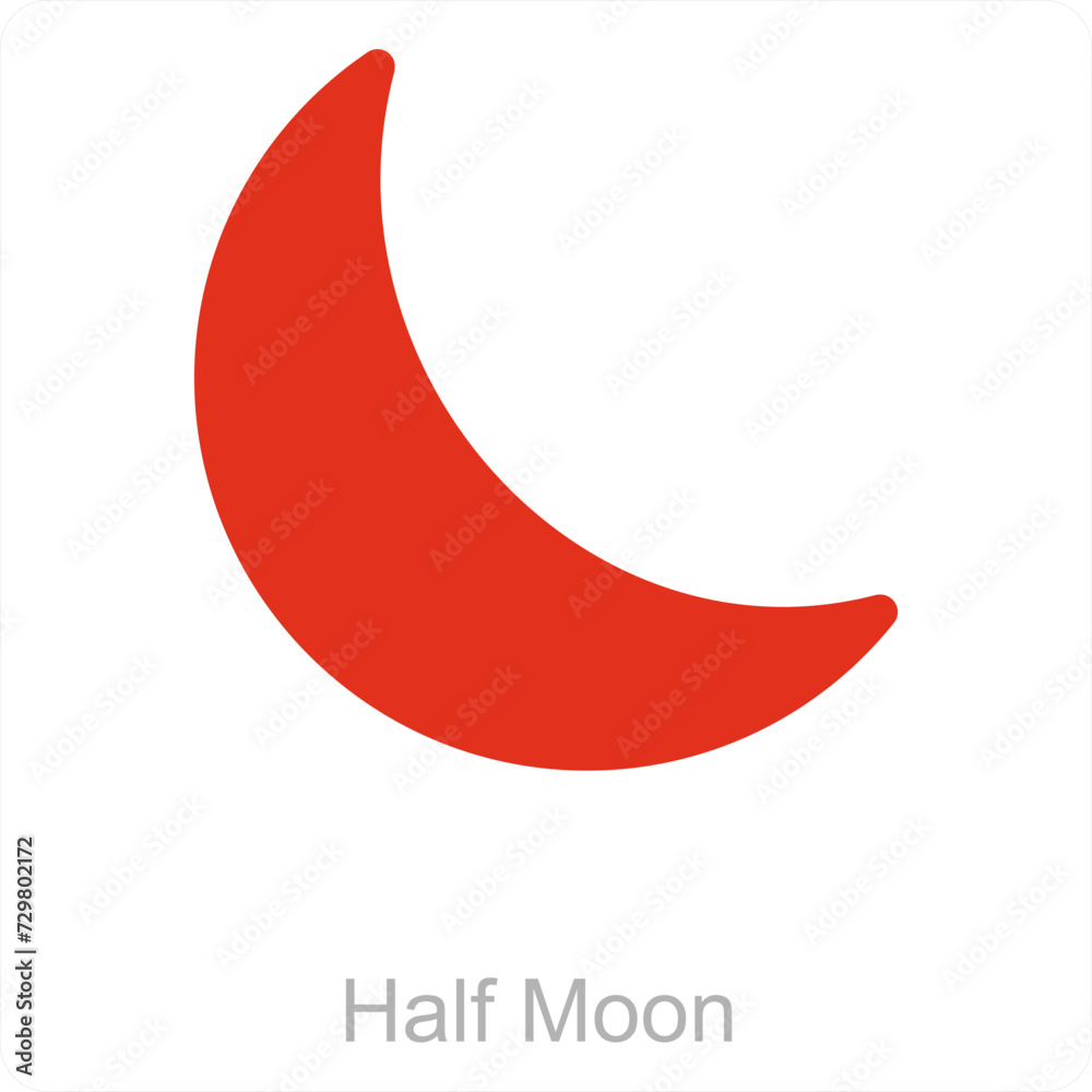 Half Moon and Crescent icon concept Half Moon and Crescent icon concept