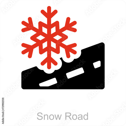 Snow Road and snowfall icon concept