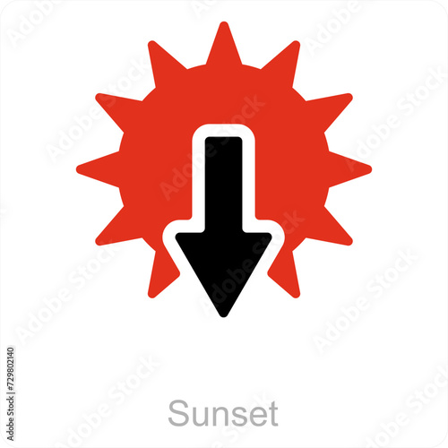 Sunset and sundown icon concept
