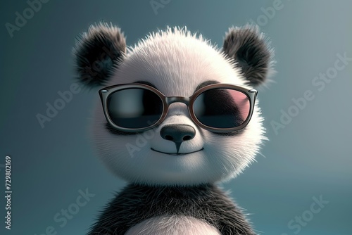 A young panda with trendy sunglasses, full of character and charm.