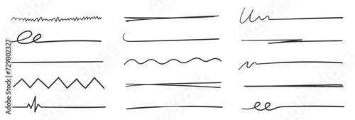 The pen emphasizes the stroke of the line, scribble with a marker. Hand drawing. Underlining text with a pen.
