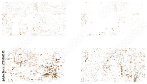 Collection of 4 grunge texture bundle. Grunge grainy dirty texture. Set of six abstract urban distress overlay backgrounds. Vector illustration photo