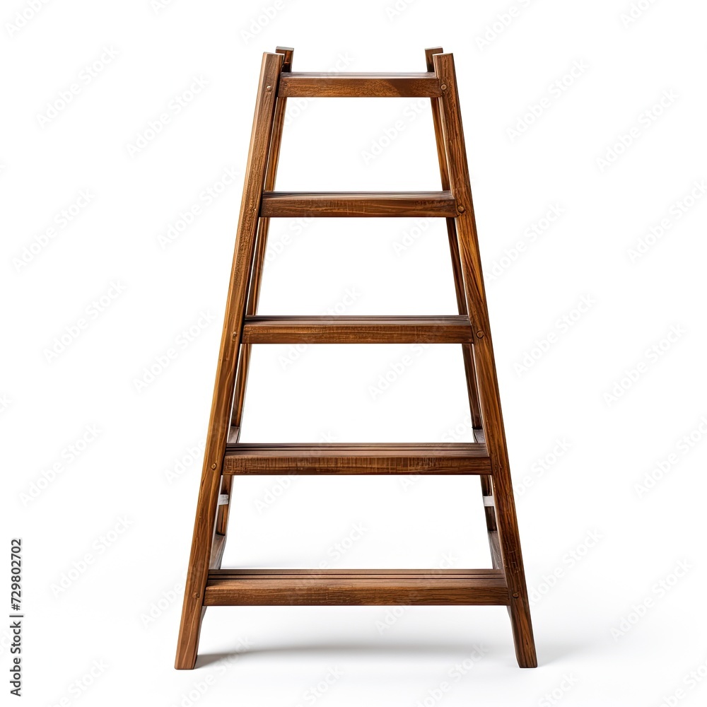 Photo of old wooden ladder isolated on white background Photo of old wooden ladder isolated on white background
