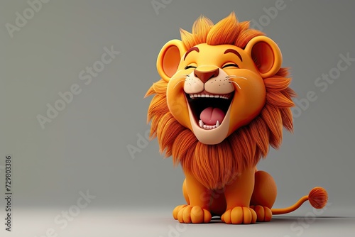 A cartoon lion cub with a bright, roaring smile.