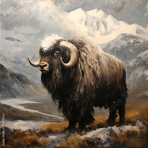 muskox in the snow